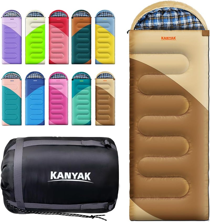 Kanyak Camping Sleeping Bag, 32℉ Sleeping Bags for Adults Kids Teens Cold Weather Warm Sleeping Bag Winter for 3-4 Season Camping, Camping Gear Equipment, Traveling, and Outdoors - Image 1